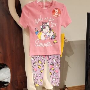Kidgets 2pc.  Pink Unicorn Summer Pajama Set